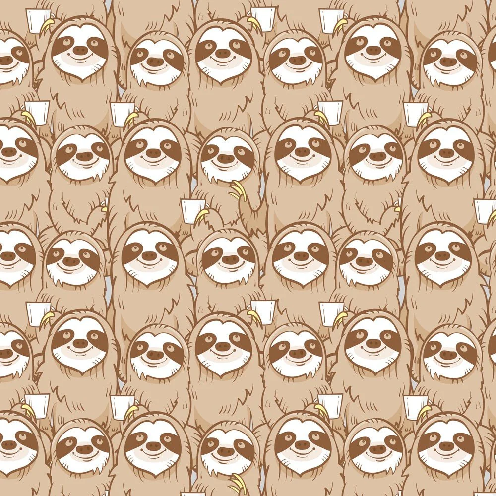 Packed Cartoon Sloths Fabric