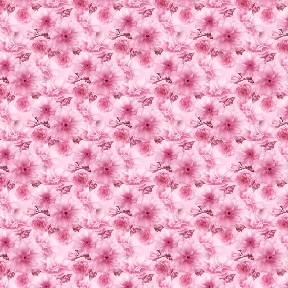 Packed Cherry Sakura Flower Fabric - Pink