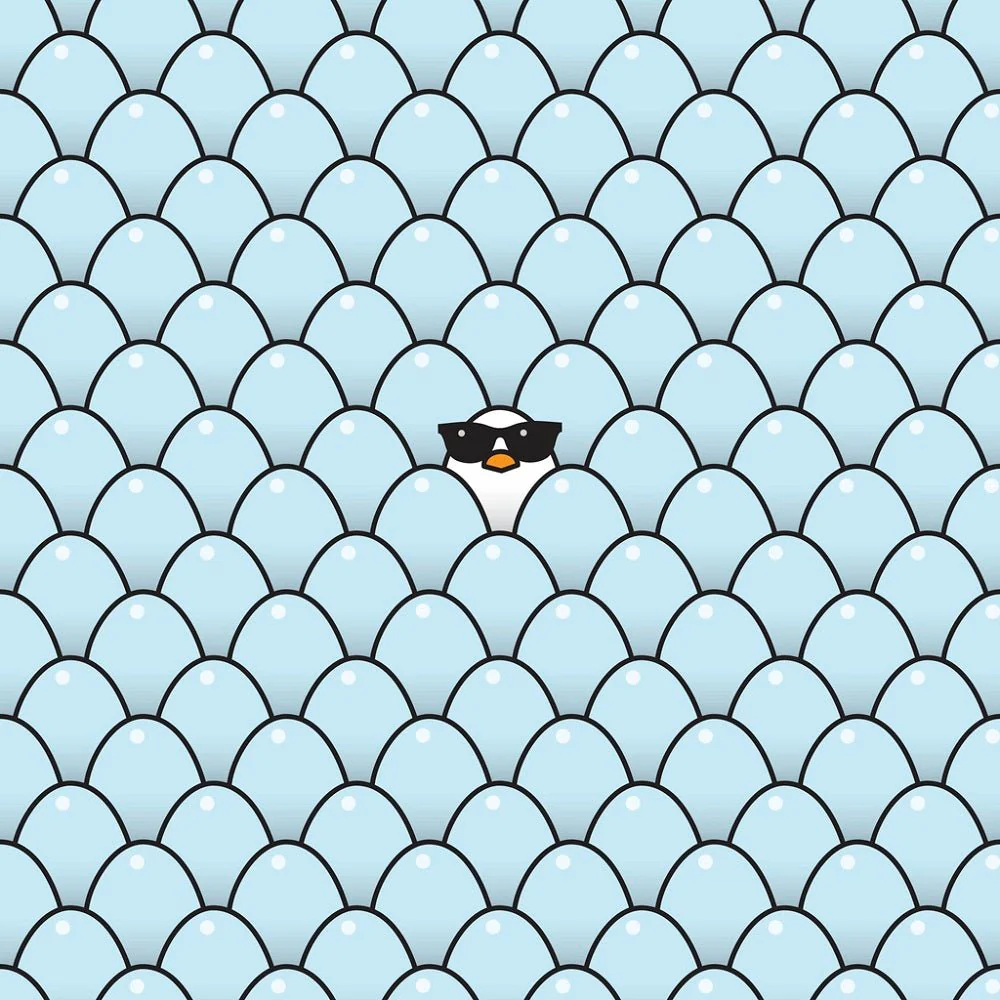 Packed Chickens and Eggs Fabric - Blue