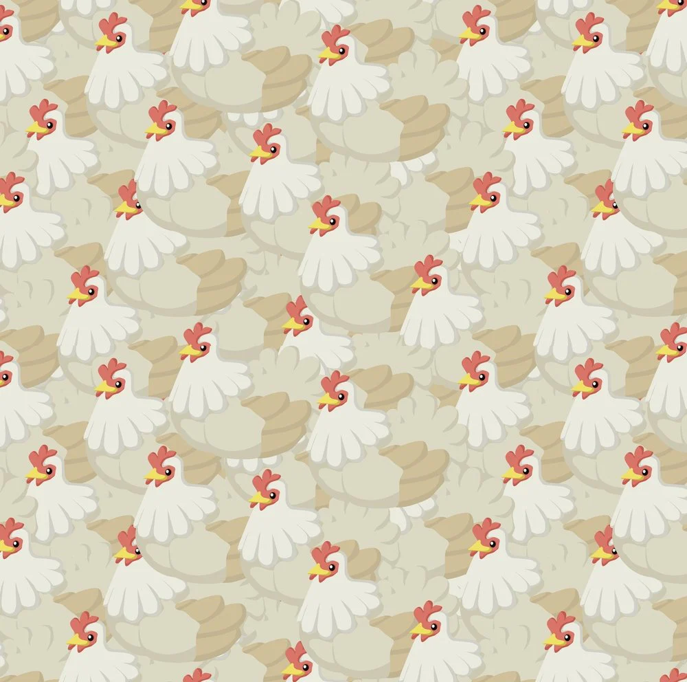 Packed Chickens Fabric - Brown