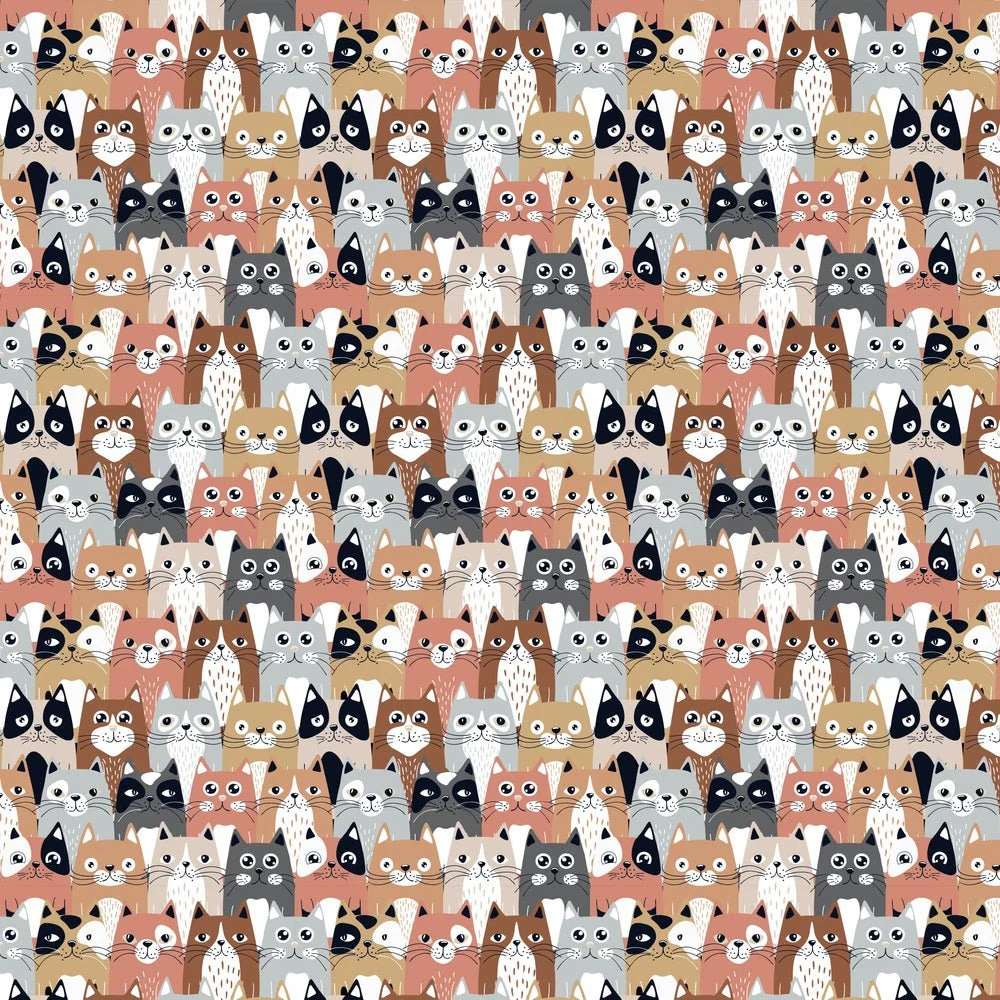 Packed Colorful Cats Fabric