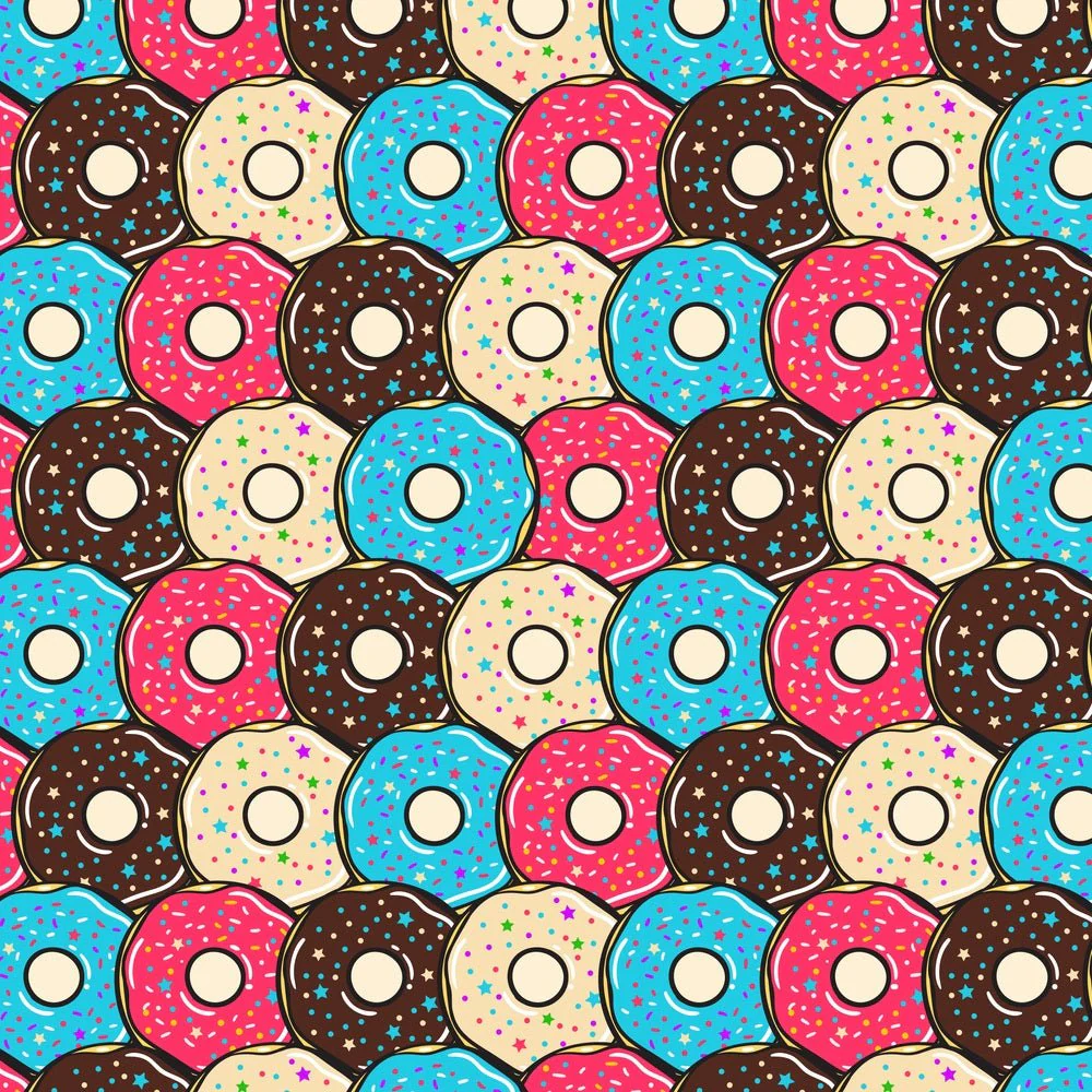 Packed Colorful Donuts Fabric
