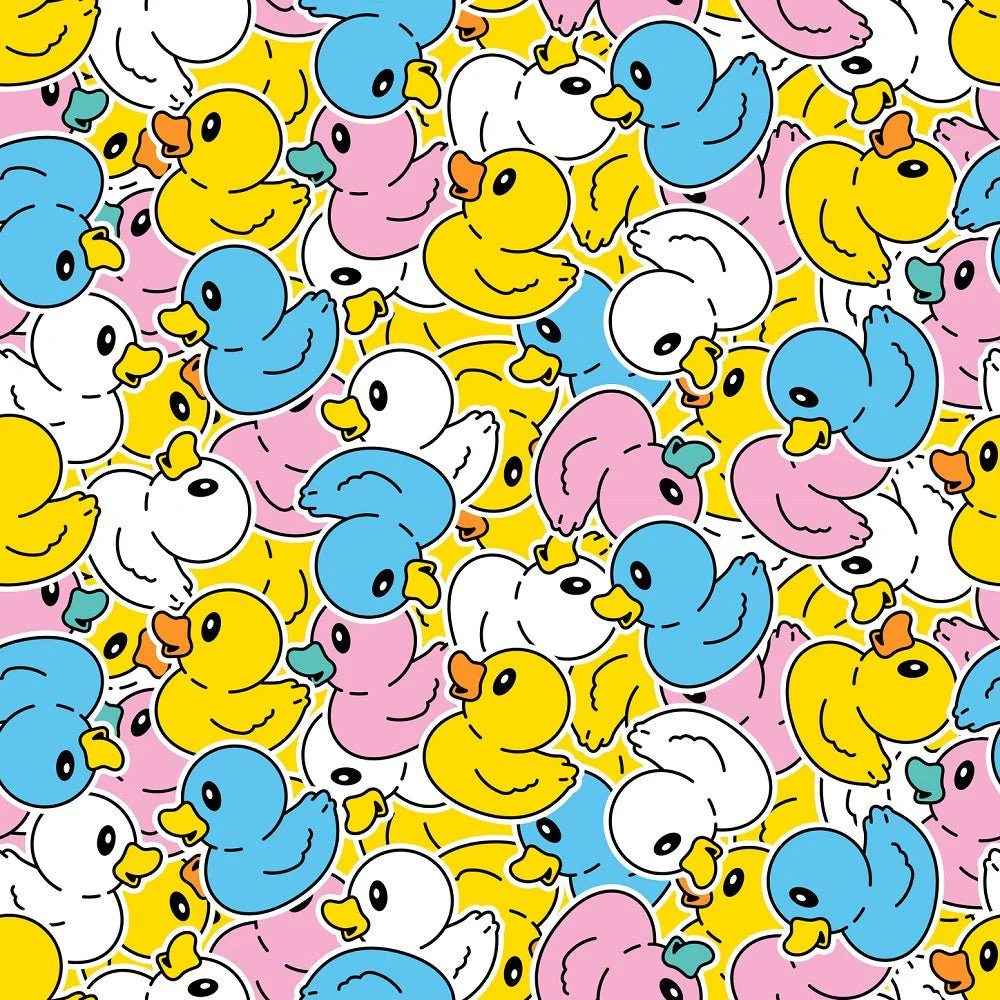 Packed Colorful Rubber Ducks Fabric