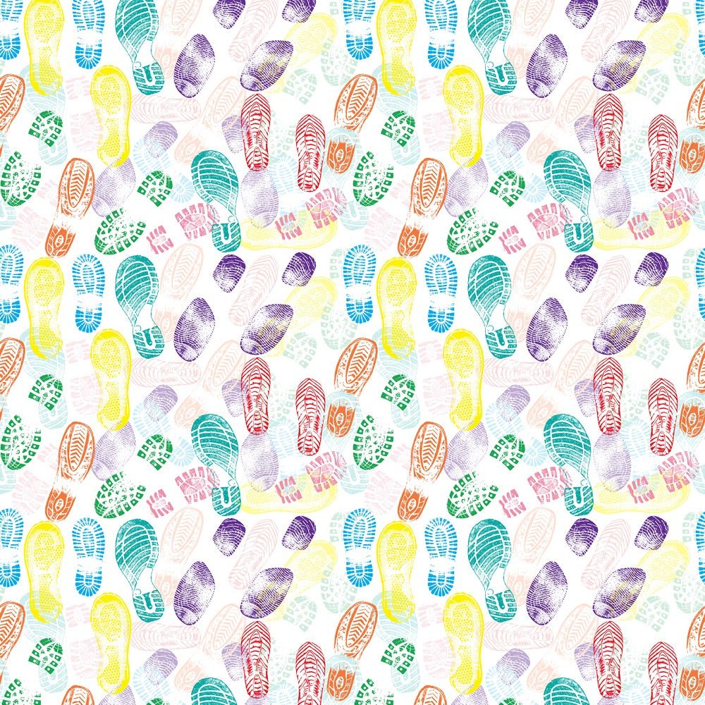 Packed Colorful Shoe Prints Fabric