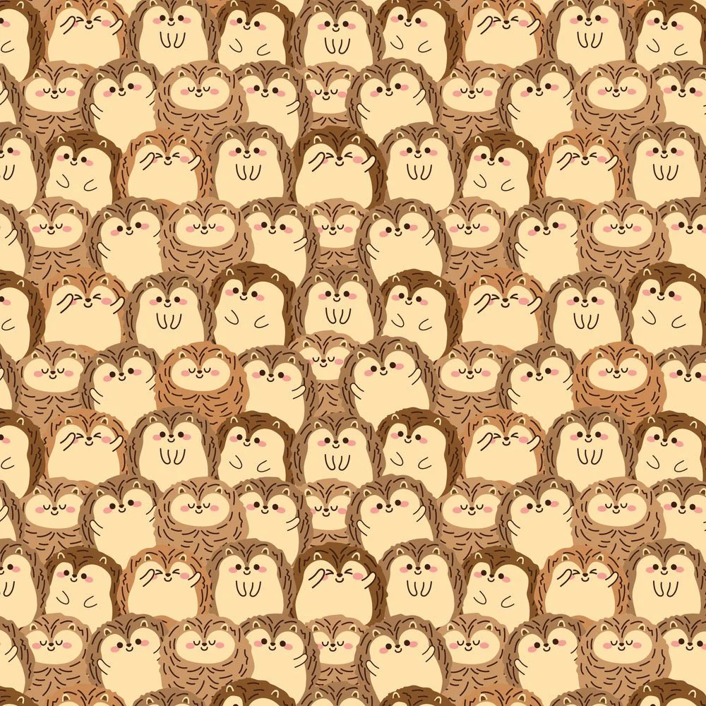Packed Cute Cartoon Hedgehogs Fabric