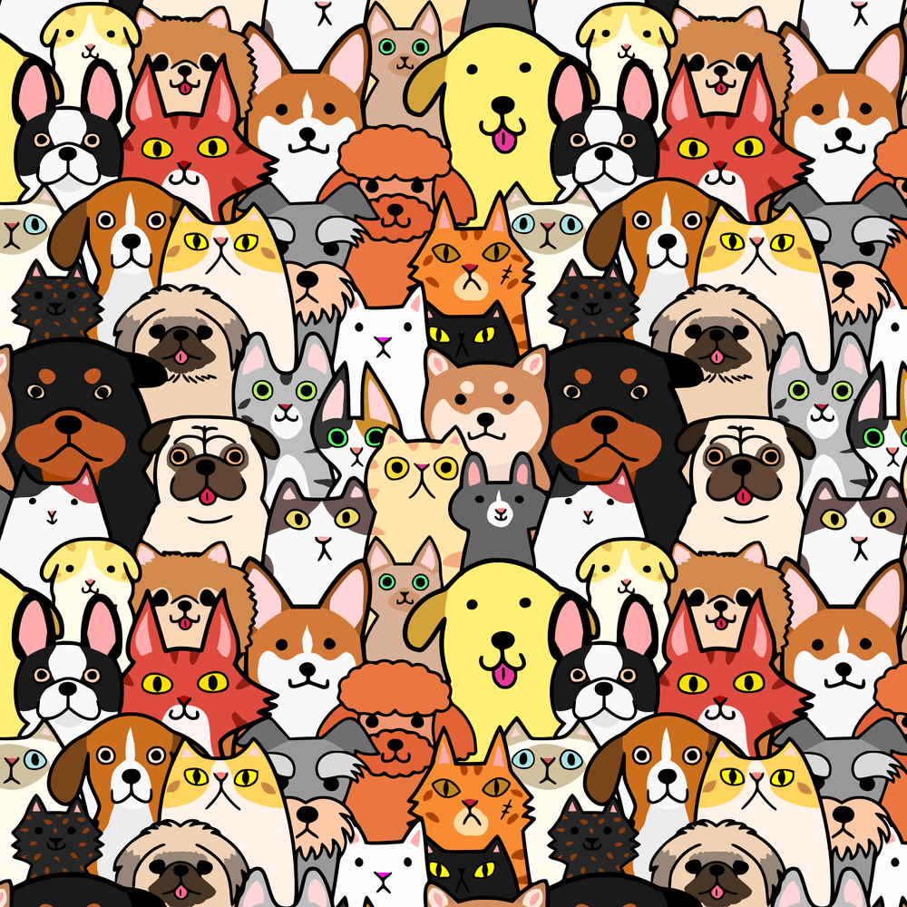 Packed Dog & Cat Fabric - Multi