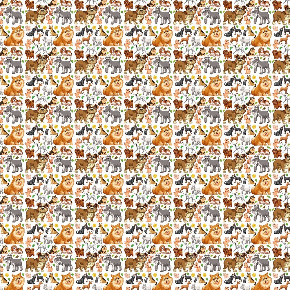 Packed Dogs Cartoon Fabric