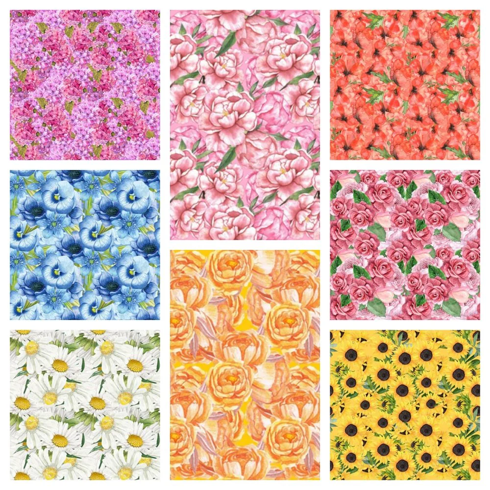 Packed Flowers Fabric Collection - 1 Yard Bundle