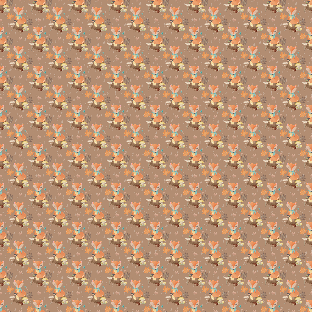 Packed Foxes On Tree Stumps Fabric - Brown