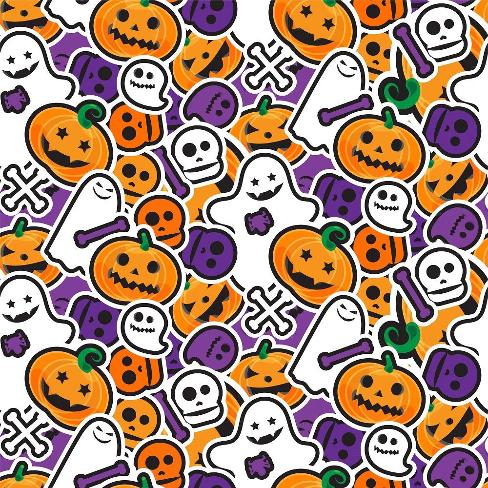 Packed Halloween Elements Fabric