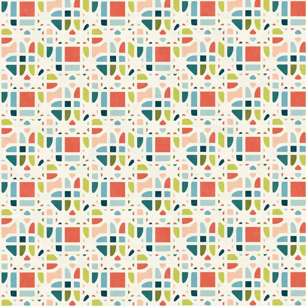 Packed Mid-Century Shapes Fabric - Multi
