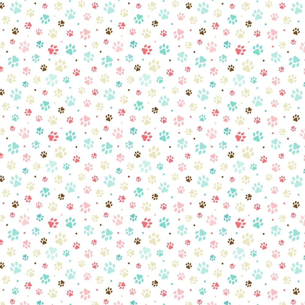 Packed Paw Prints Fabric - Pastel
