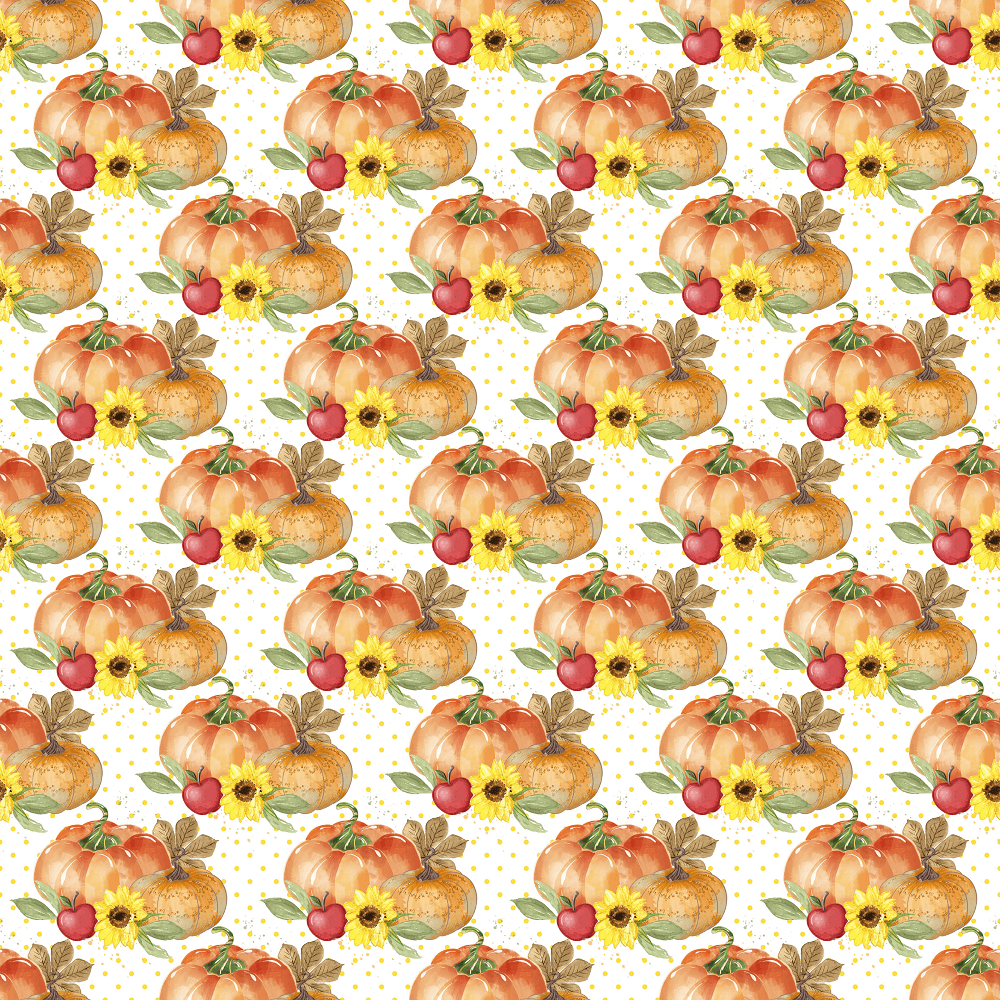 Packed Pumpkins & Florals Fabric - White