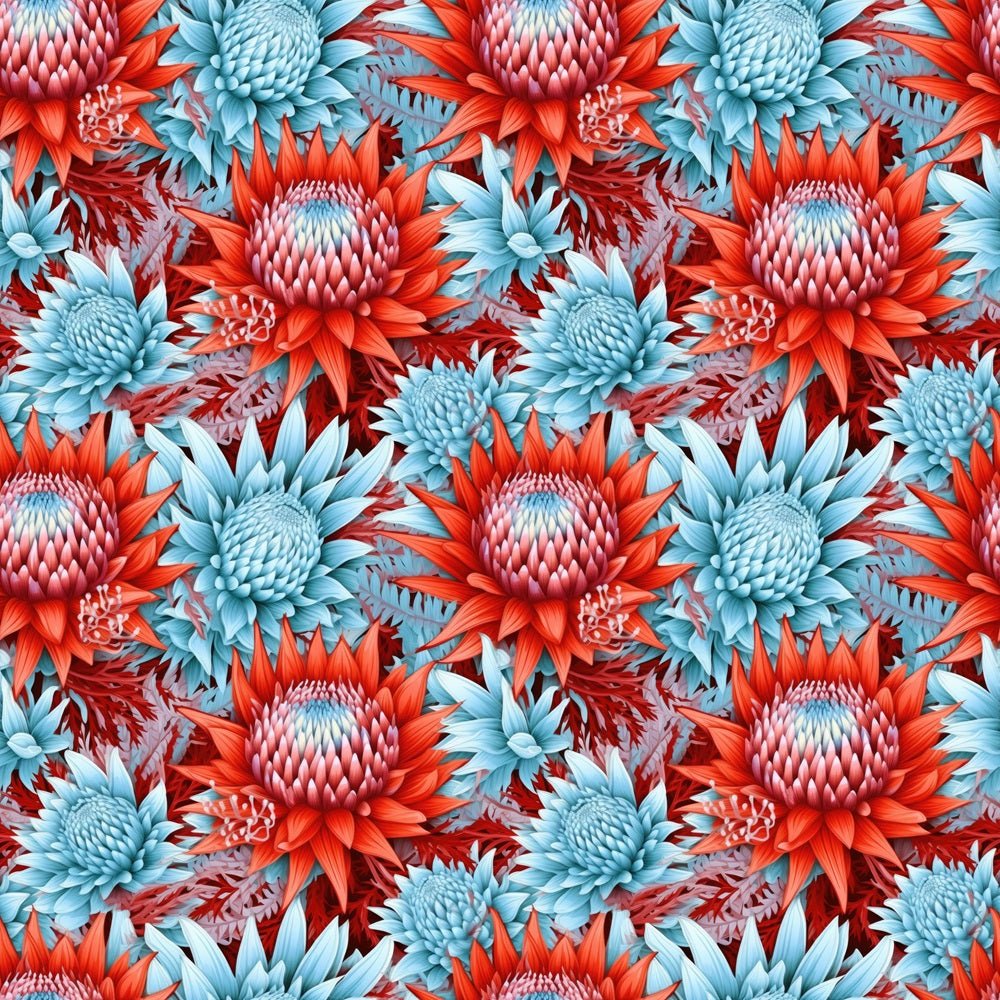 Packed Red & Blue Floral Fabric