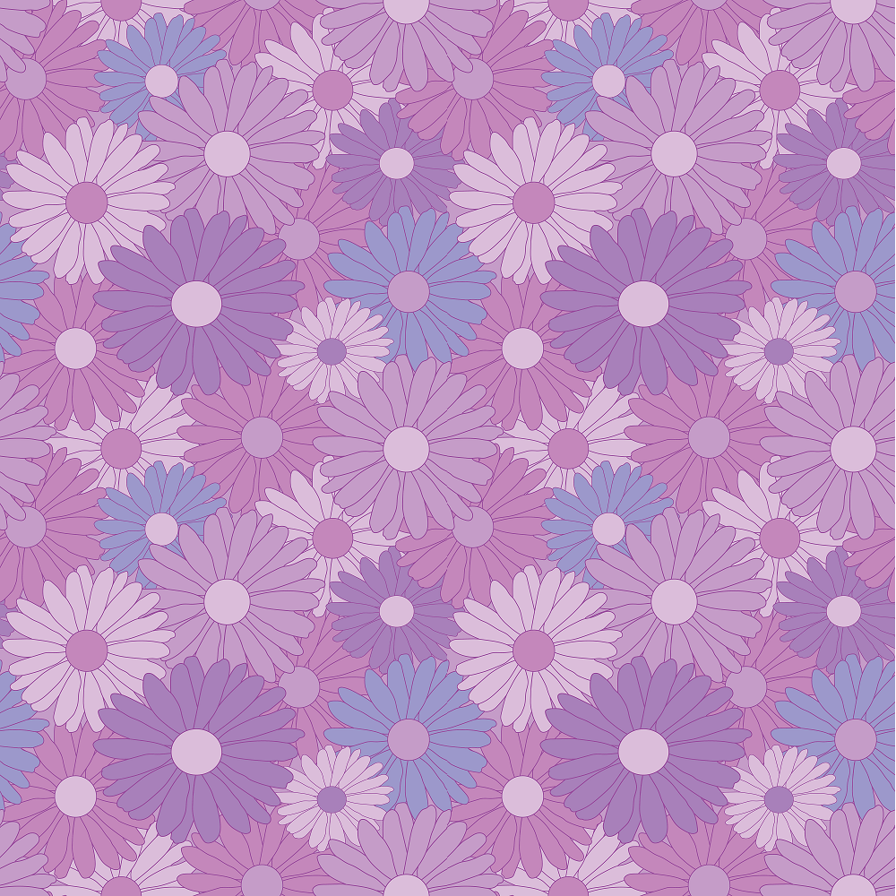 Packed Retro Daisy Pattern #1 Fabric