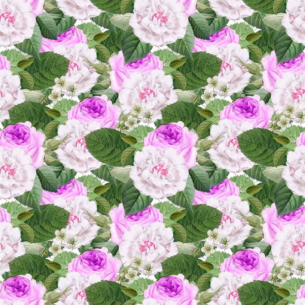 Packed Roses & Leaves Fabric - Pink