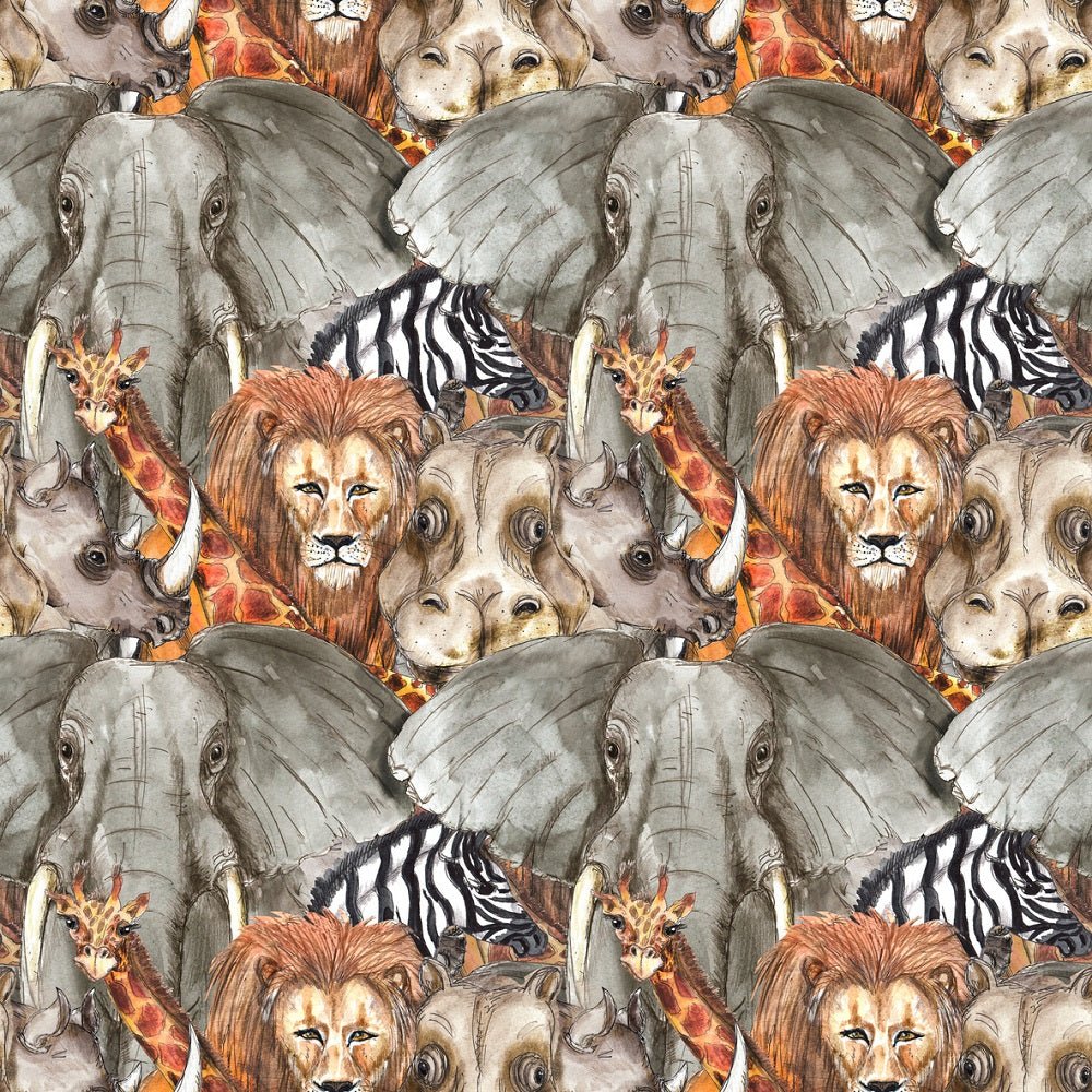 Packed Safari Animals Fabric