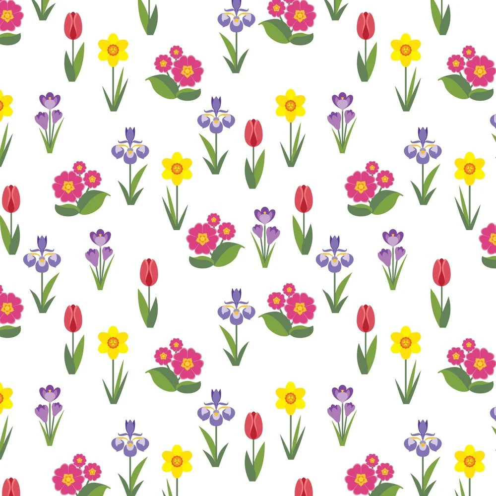 Packed Spring Garden Flowers Fabric