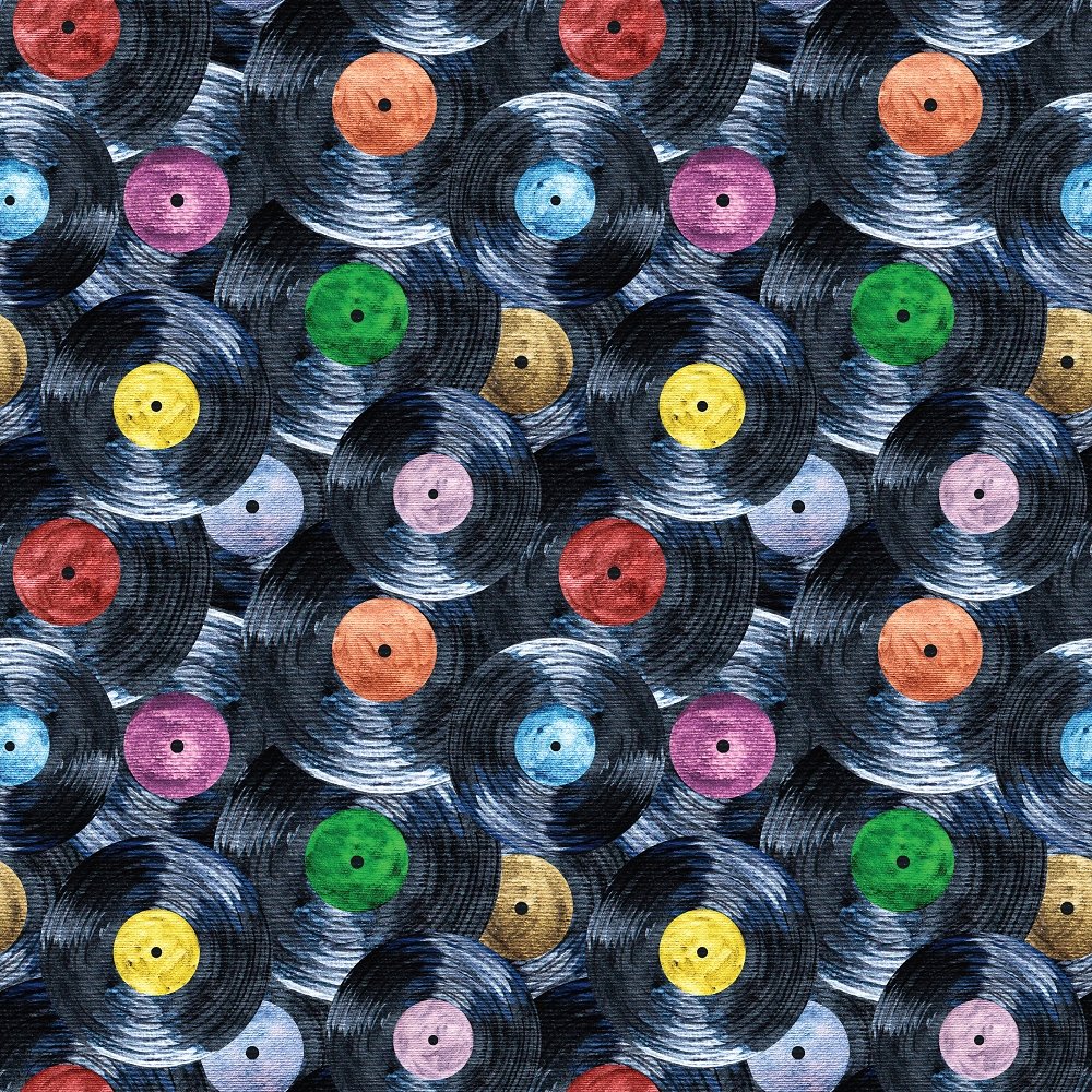 Packed Vinyl Records Fabric