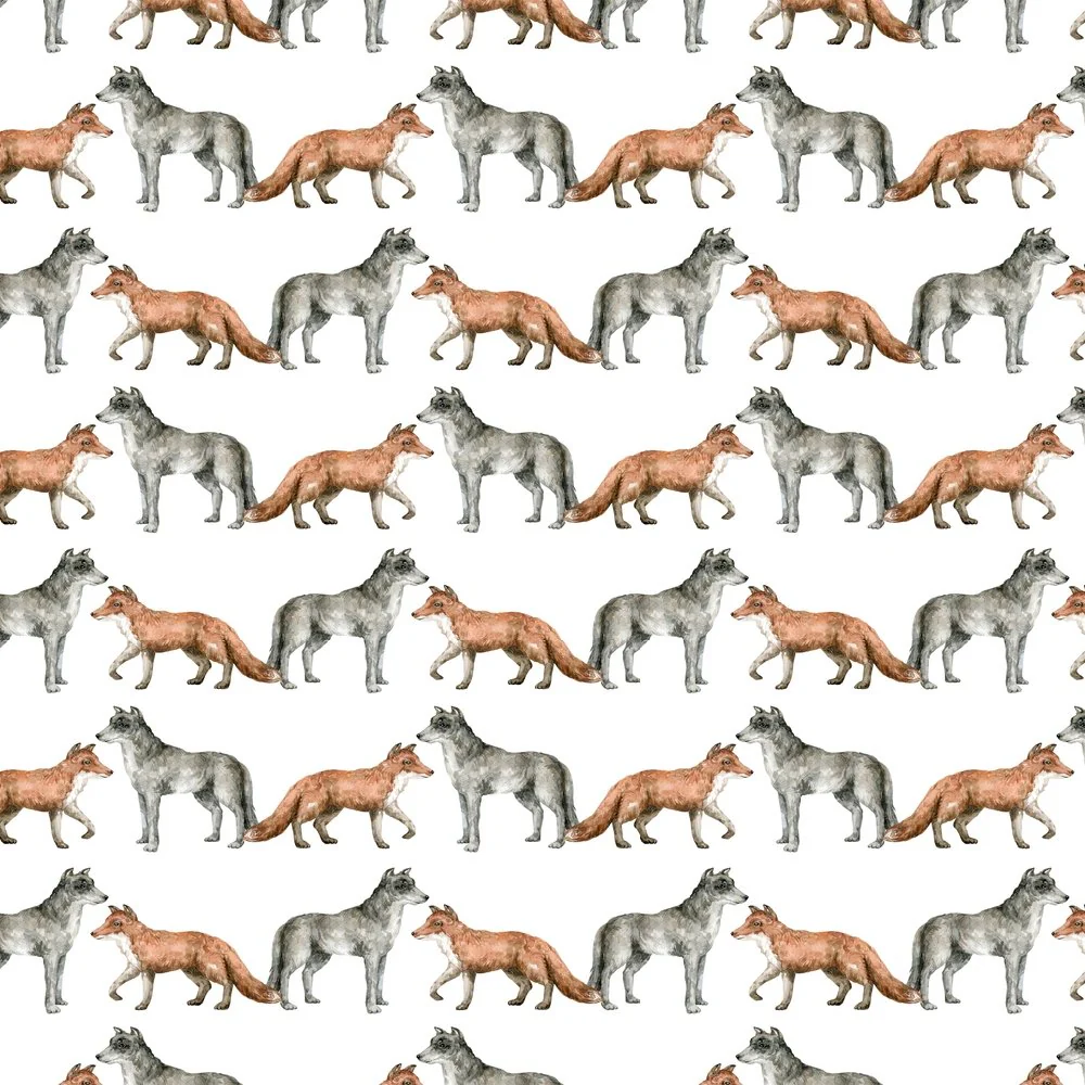 Packed Wild Fox & Wolf Fabric