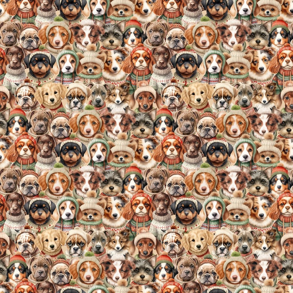 Packed Winter Dogs Fabric