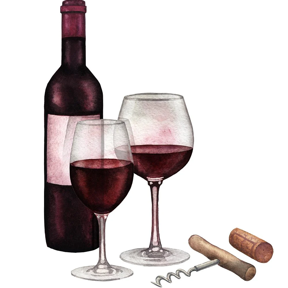 Pair Of Red Wine Glasses Fabric Panel