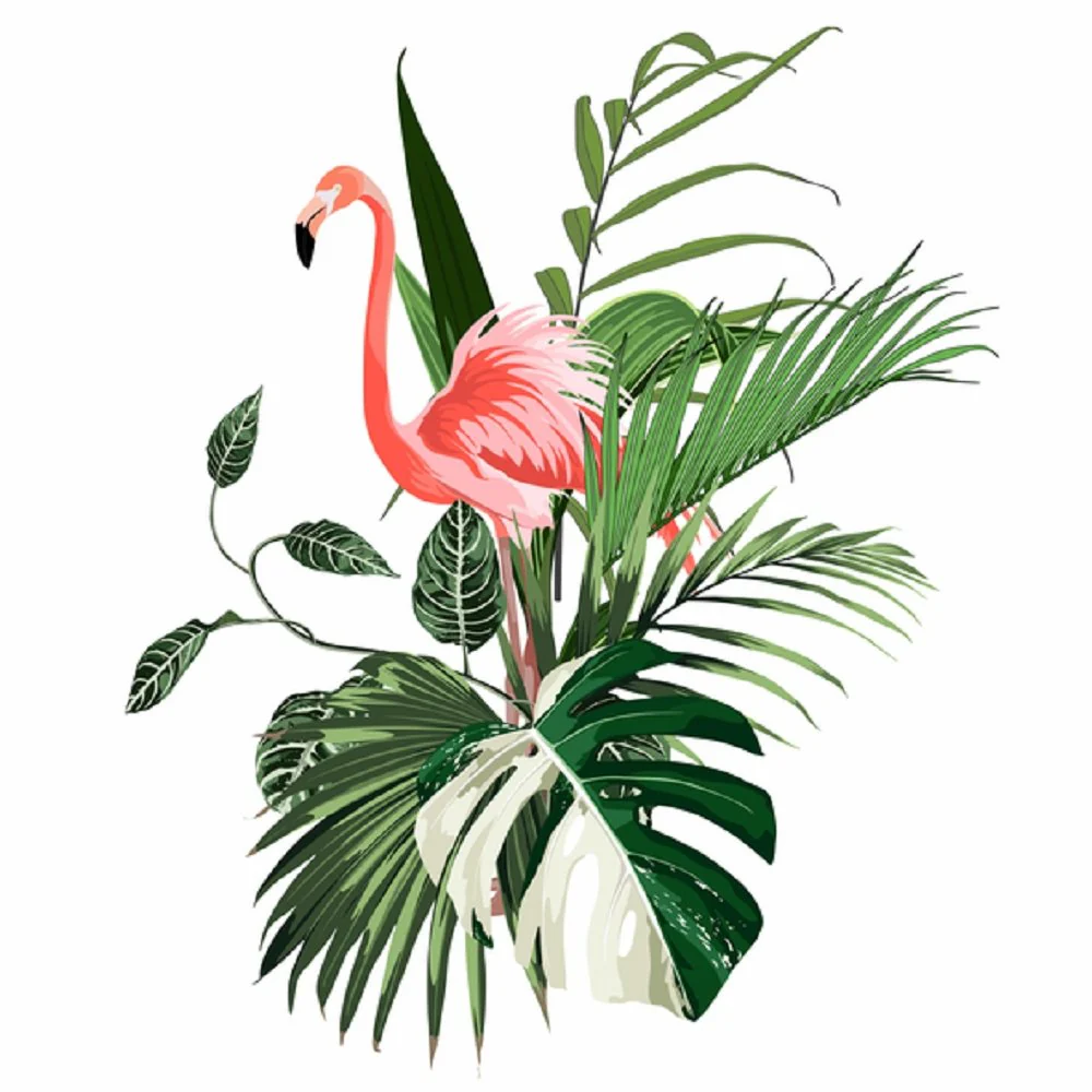 Paradise Flamingo Fabric Panel - White