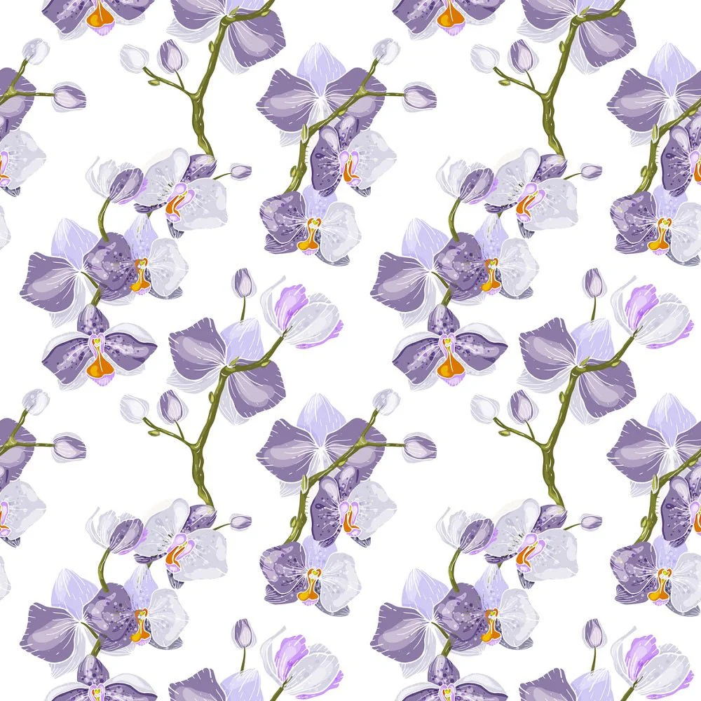 Paradise Flowers on Vines Fabric - White