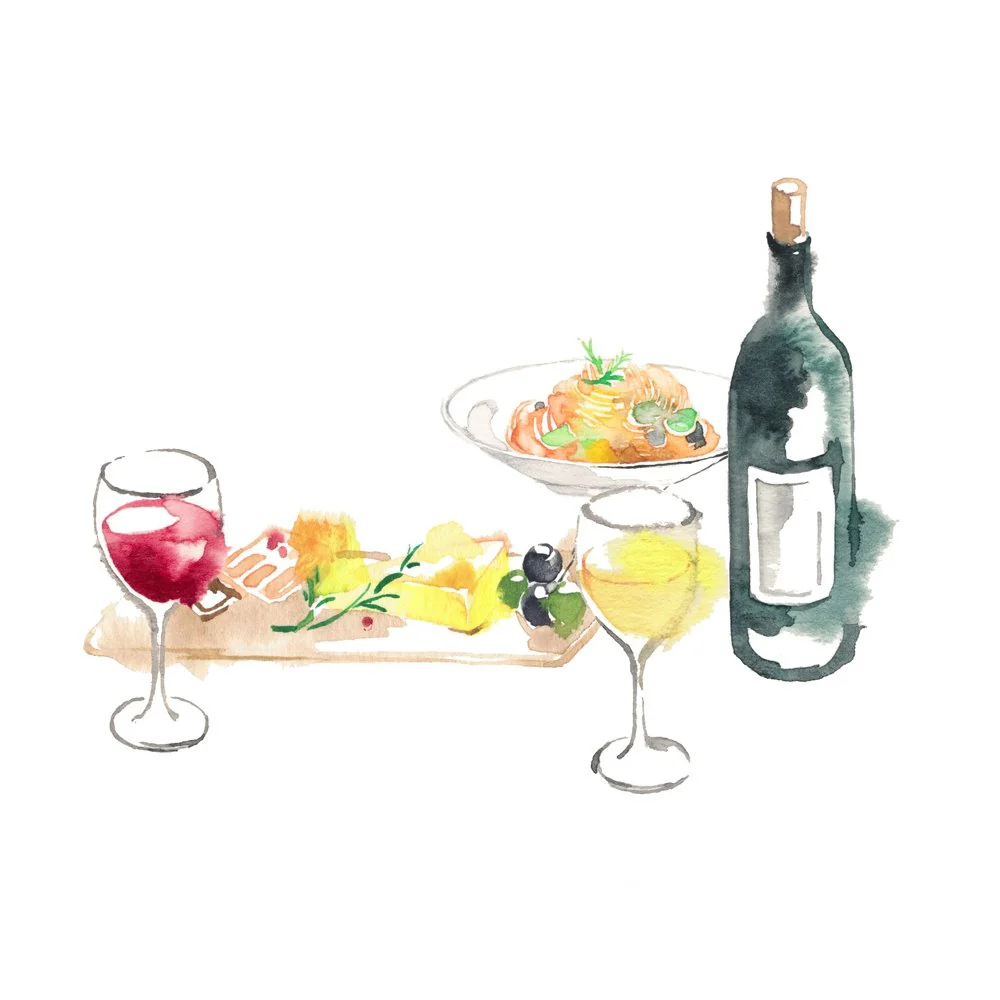 Pasta & Wine Fabric Panel