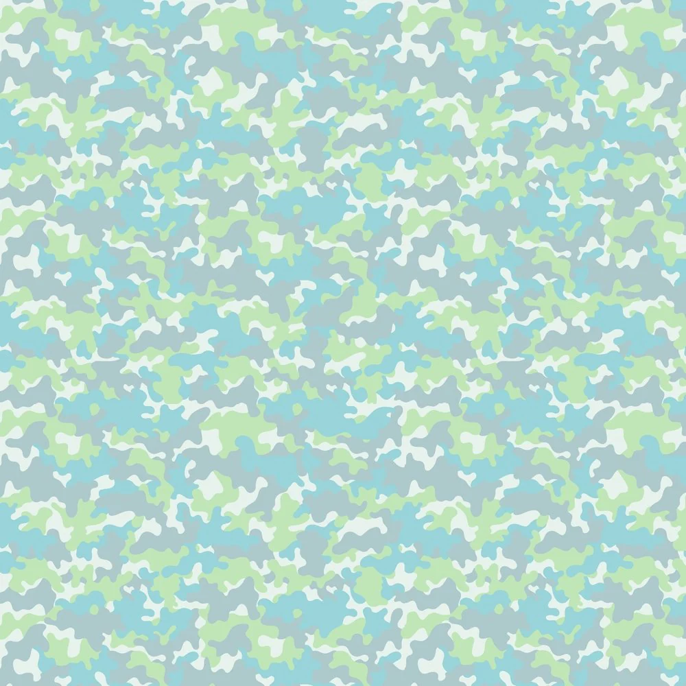 Pastel Camouflage Fabric - Green/Blue