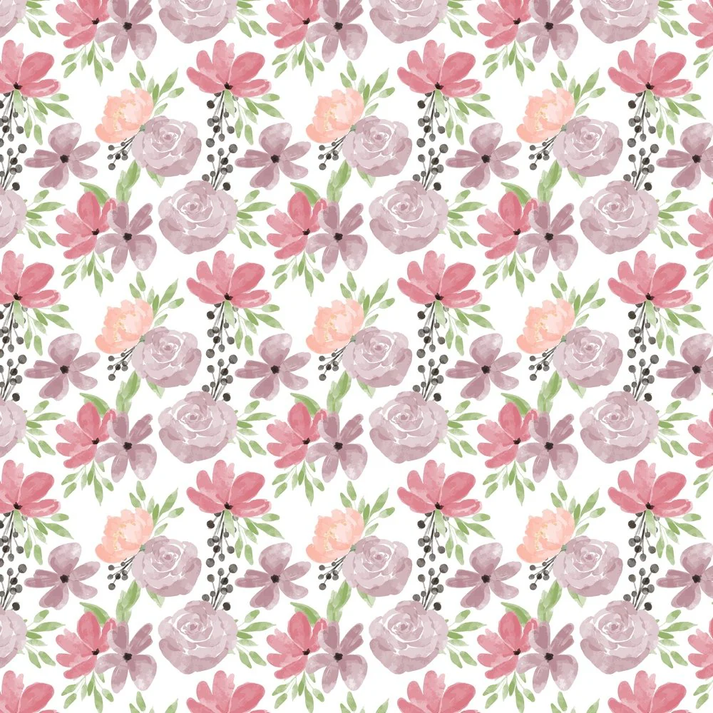 Pastel Rose Peony Floral Fabric - Multi
