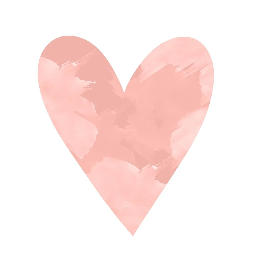 Pastel Watercolor Heart Fabric Panel - Light Pink