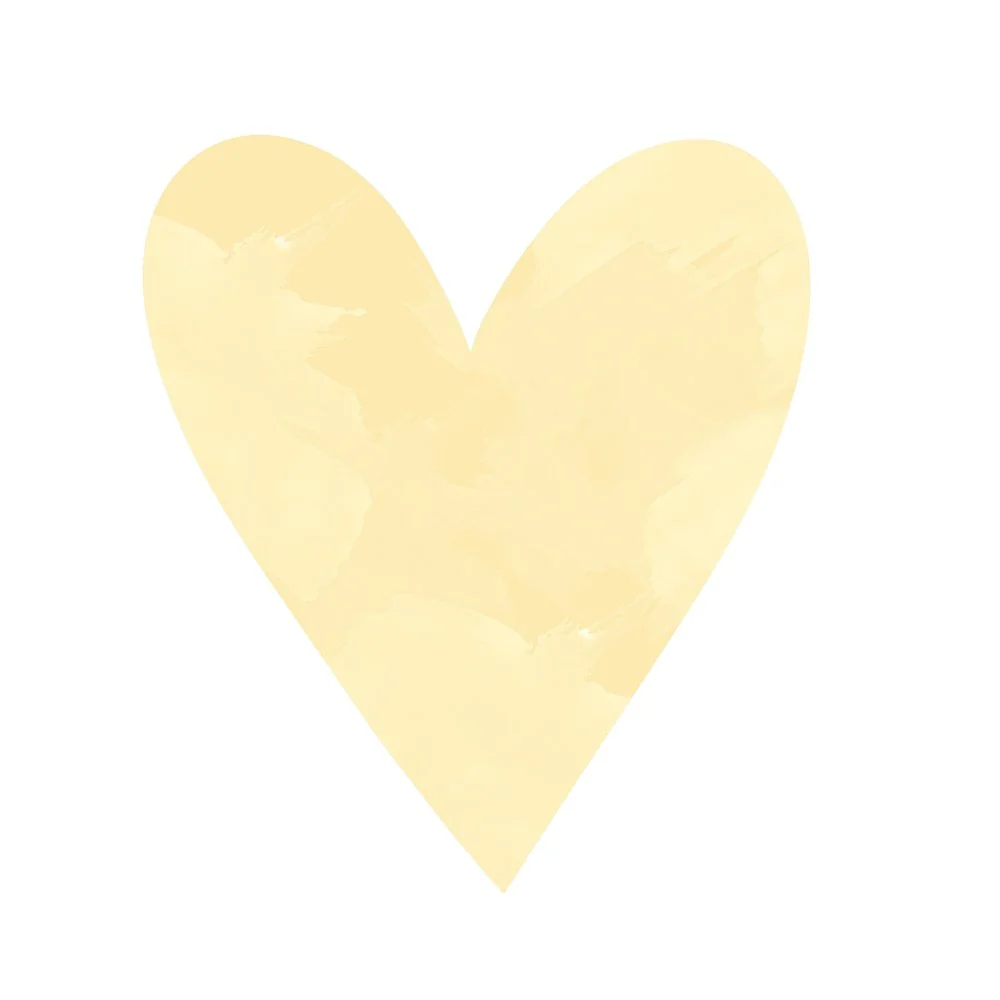 Pastel Watercolor Heart Fabric Panel - Yellow