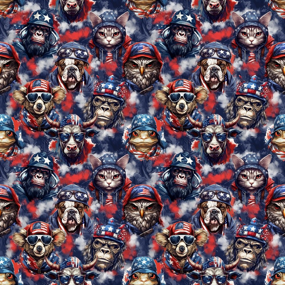 Patriotic Animal Soldiers Fabric