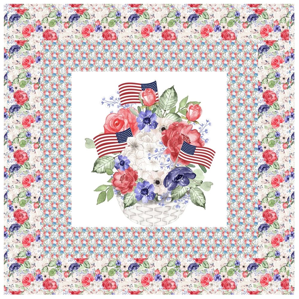 Patriotic Floral Bouquet Wall Hanging   42" x 42"