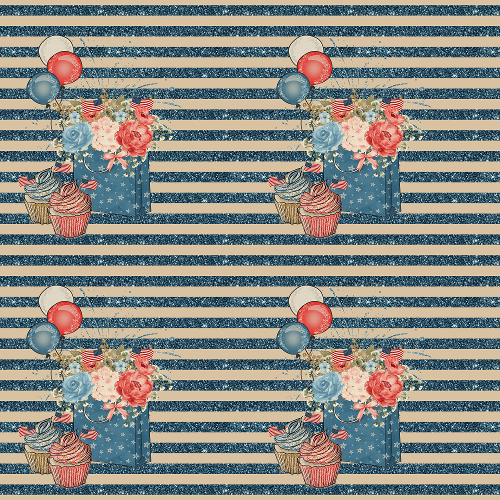 Patriotic Gift Bag & Stripes Fabric - Blue