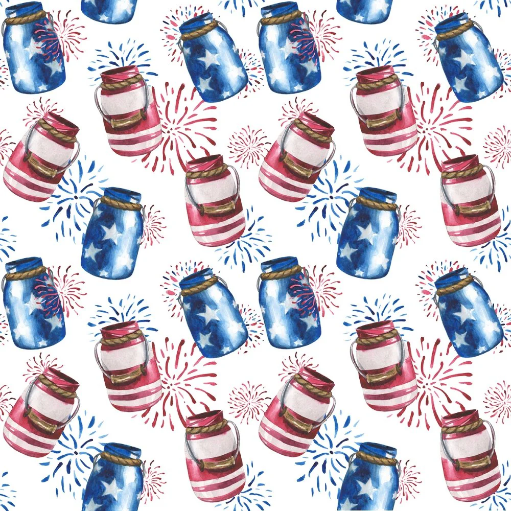 Patriotic Mason Jars Fabric