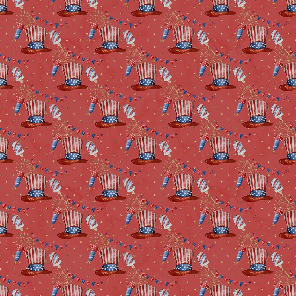 Patriotic Party Supplies Fabric - Red