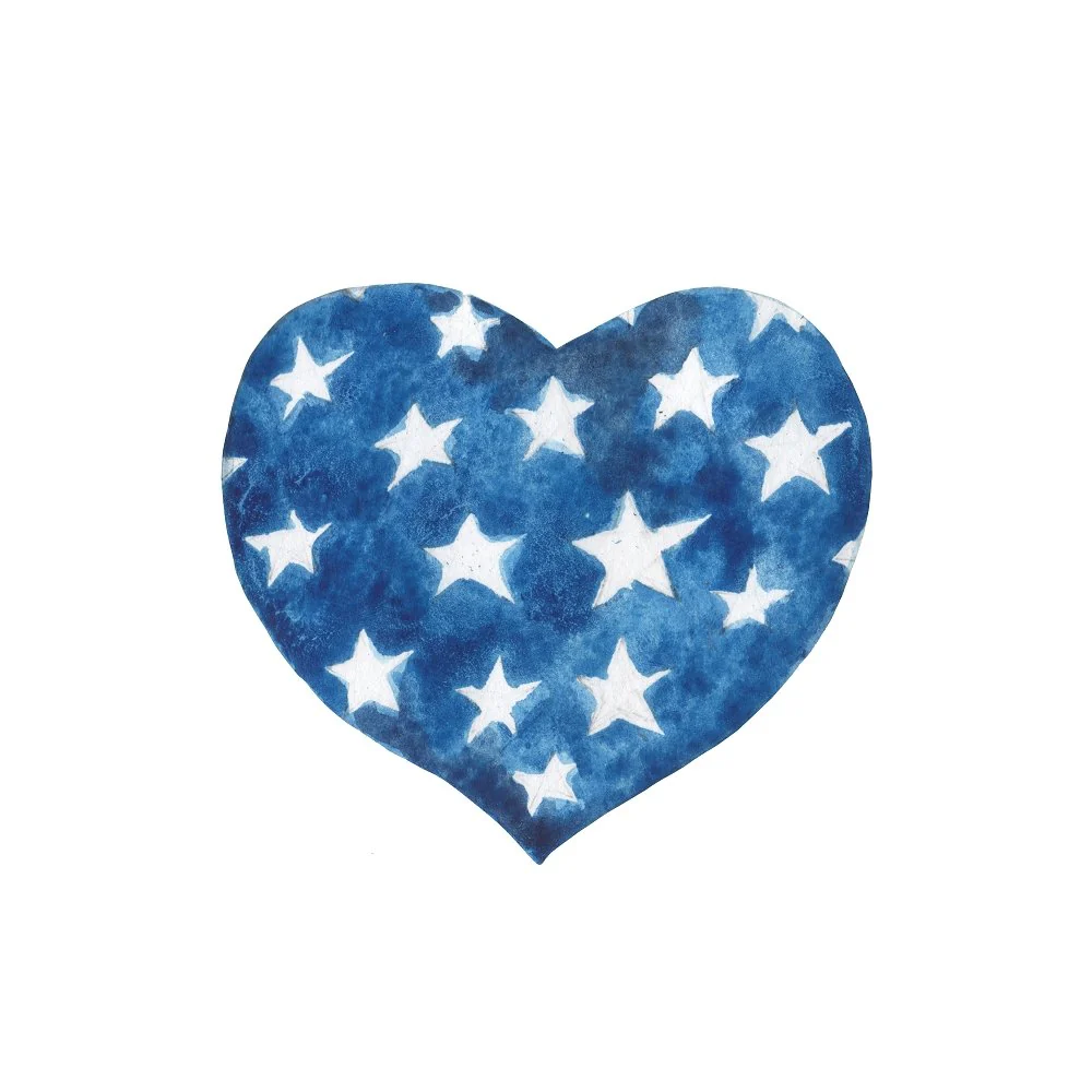 Patriotic Stars Heart Fabric Panel