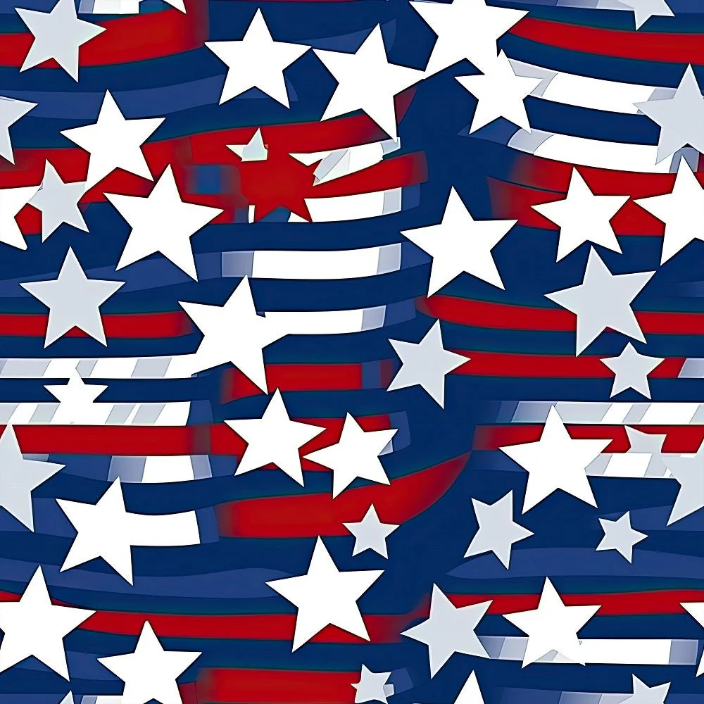 Patriotic Watercolor Stars & Stripes Fabric
