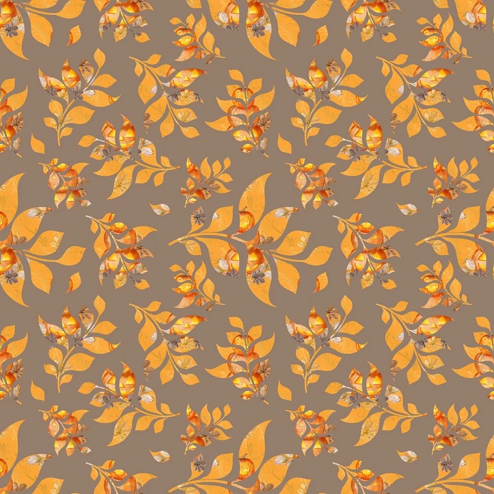 Patterned Floral Fabric - Brown