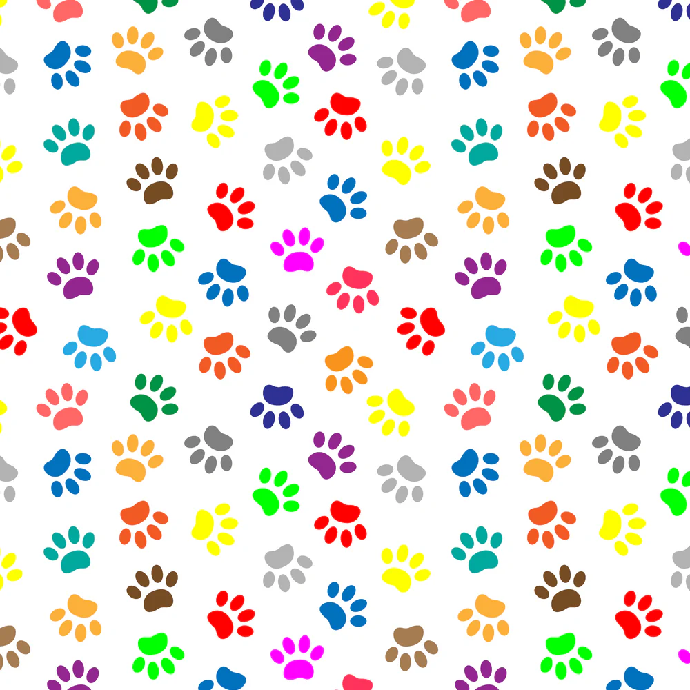 Paw Prints Fabric - White