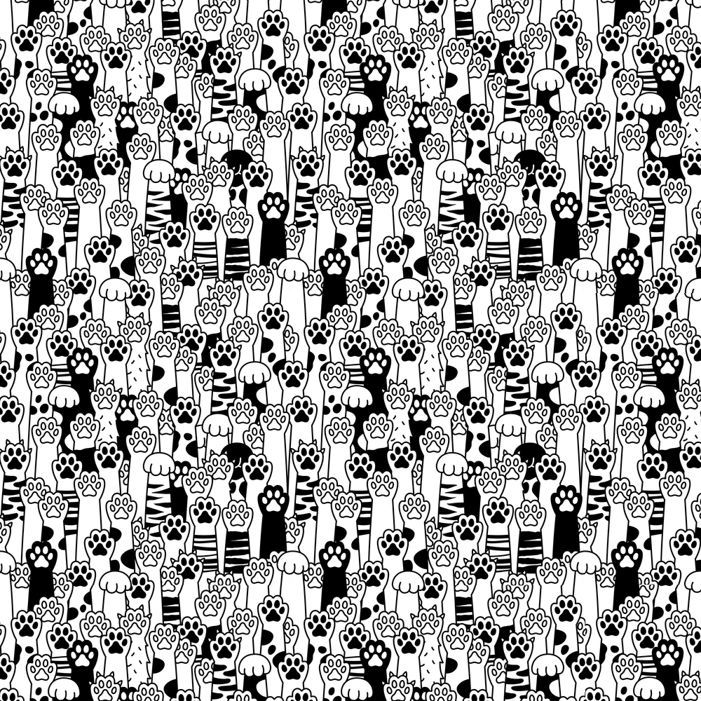 Pawsitively Purrfect Fabric - Black/White