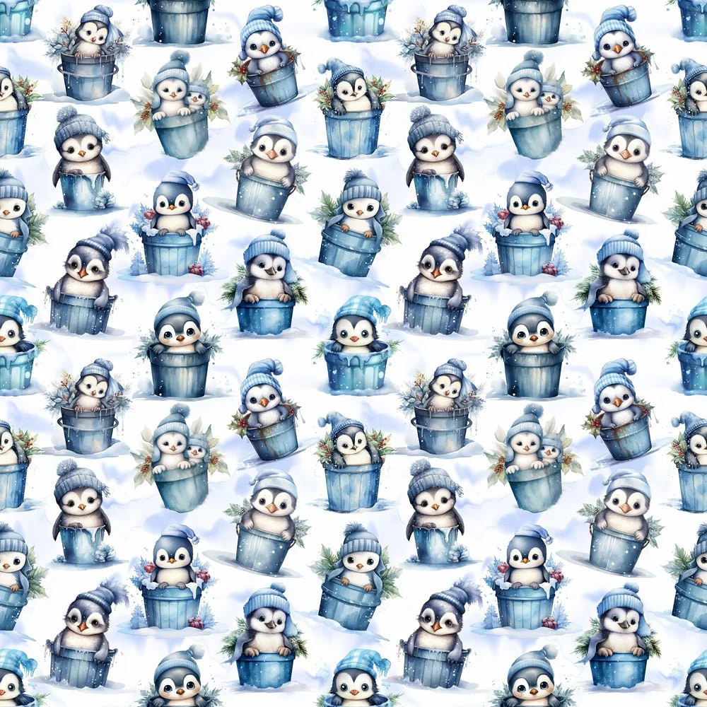 Penguins In Pales Winter Fabric