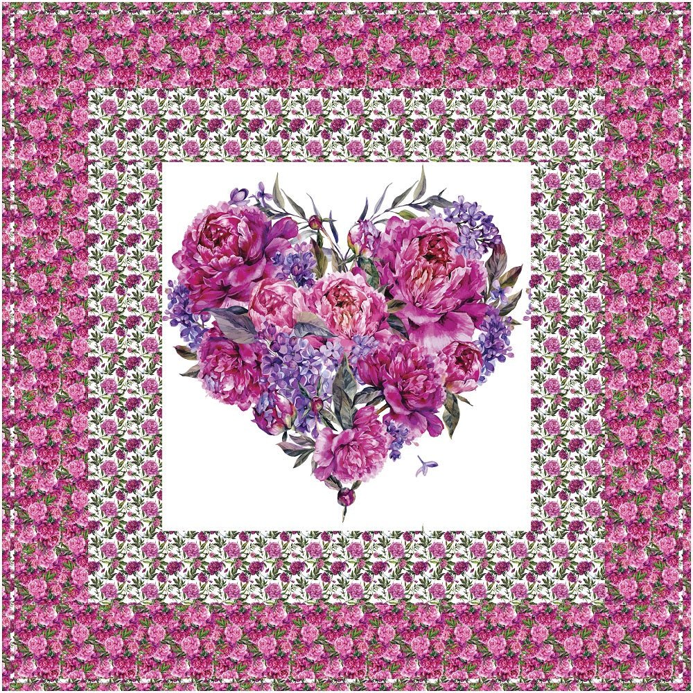 Peonies & Lilac Heart Wall Hanging/Lap Quilt Kit - 42" x 42" - Image 2