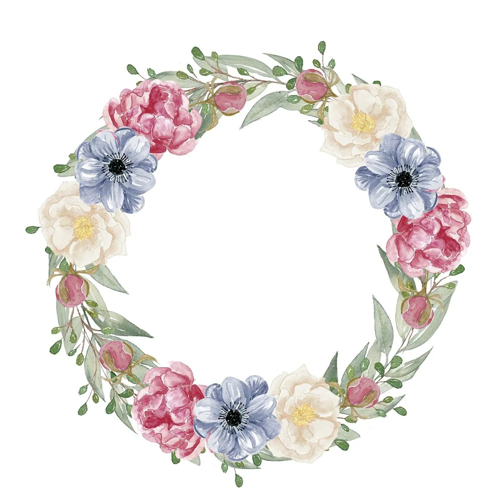 Peonies Wreath #2 Fabric Panel