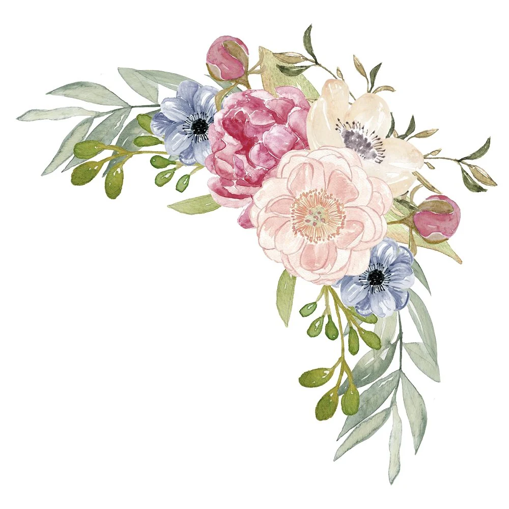 Peonies Wreath Arrangement #1 Fabric Panel