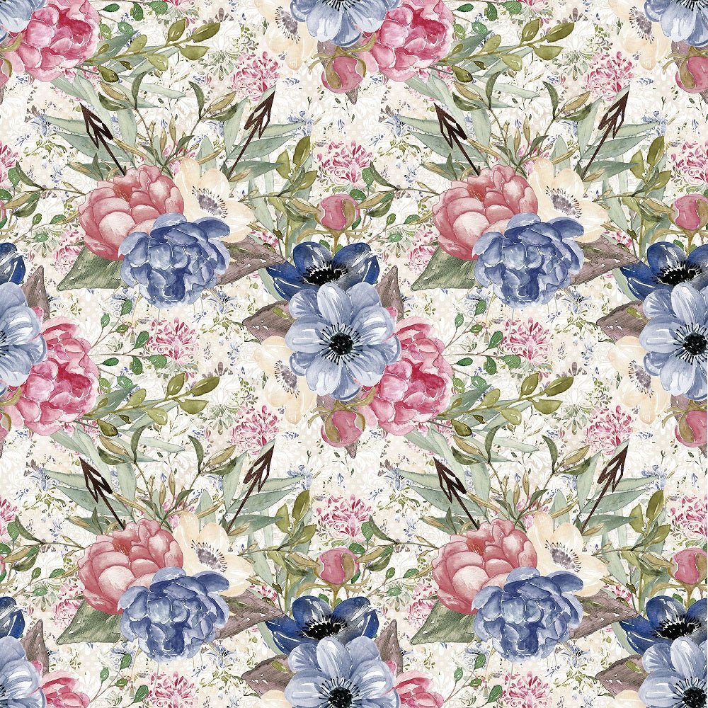 Peonies Wreath Bouquet on Damask Fabric