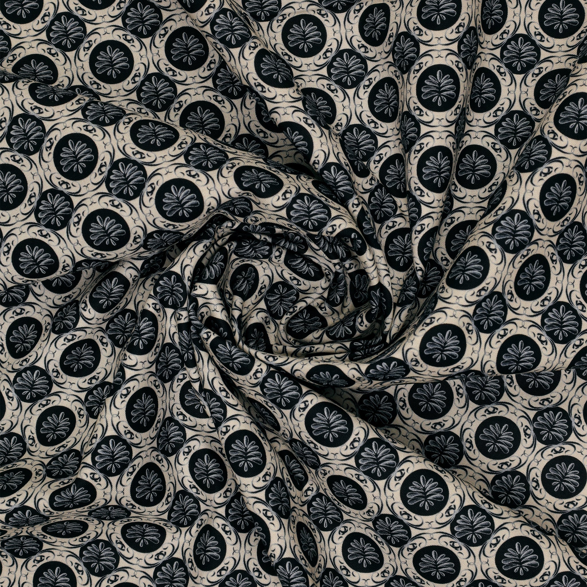 Perfect Brew Fabric Collection - Medallion Geo Cream/Black - Image 2