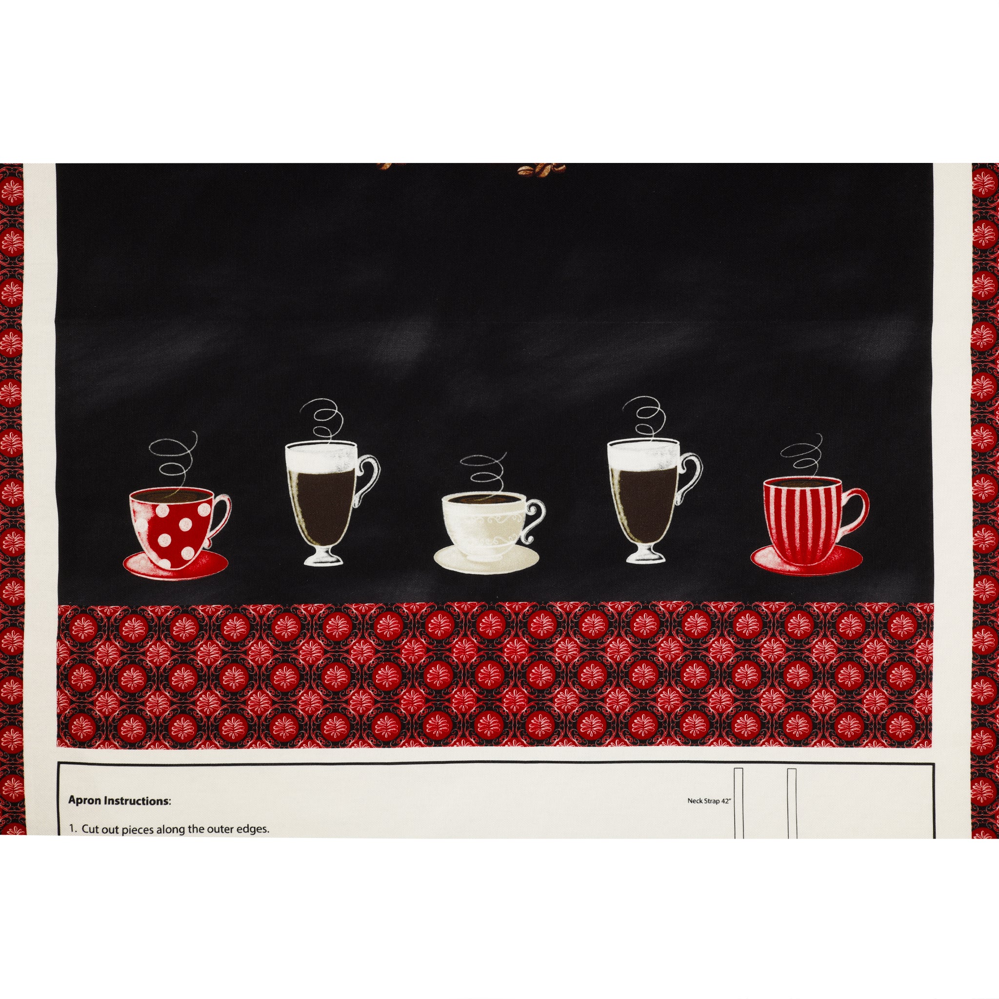 Perfect Brew Fabric Collection - Perfect Brew Apron Panel Black/Red - Image 3